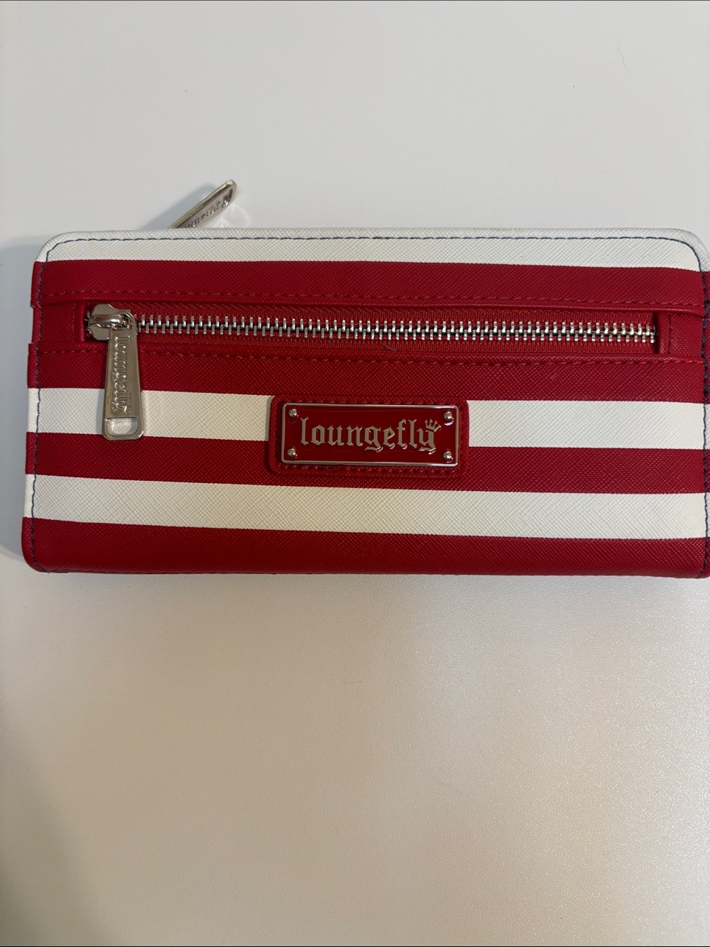 Loungefly Red and White Striped Zip Wallet